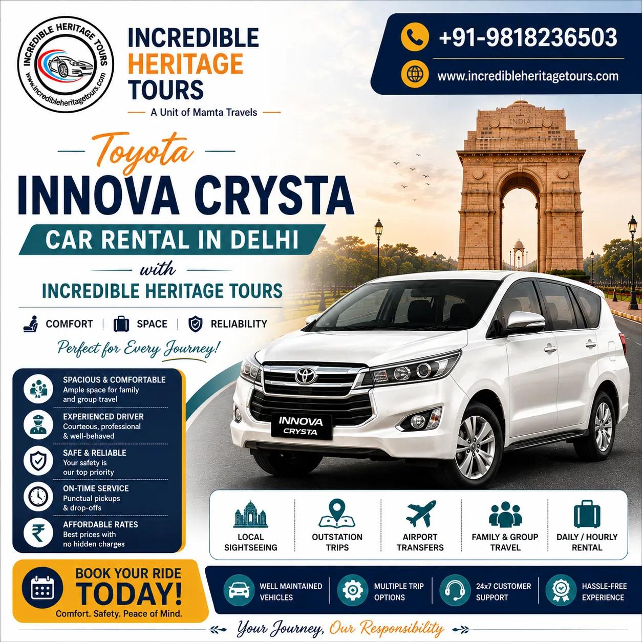 Toyota Innova Crysta Car Rental in Delhi